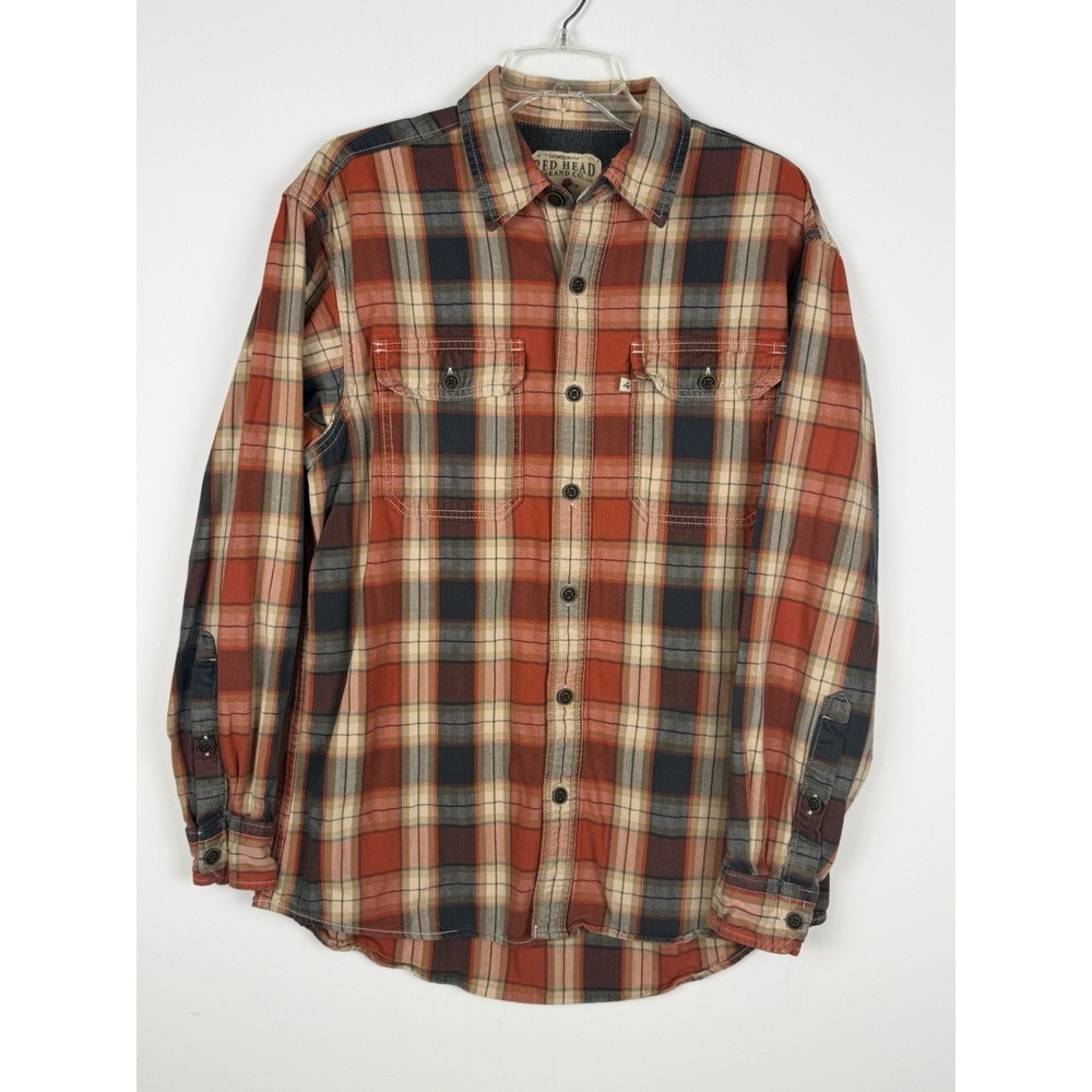 Red Head Mens Medium multicolor Plaid Flannel Button Up‎